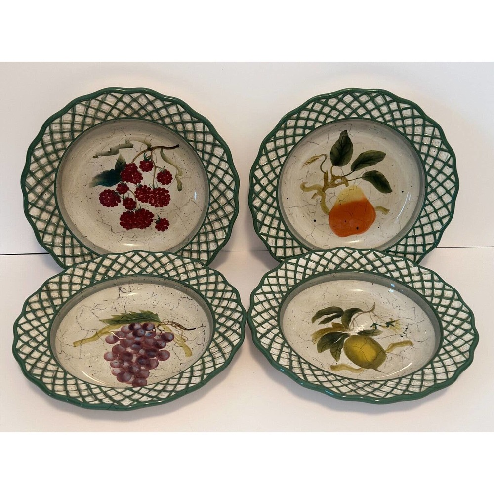 CERTIFIED INTERNATIONAL"Fruit Lattice" Raymond Waites-Set of 4, 8.5" Plates VTG